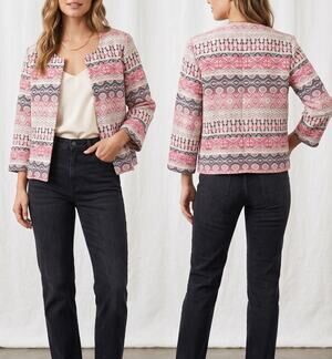 Tribal Jeans Large Rose Pink Gray Blazer NEW NWT